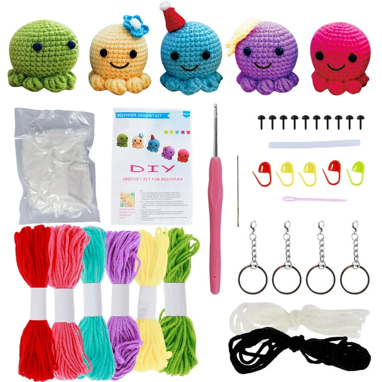 Duety 59pcs Crochet Hooks Kit,Knitting Starter Kit for Adults Ergonomic Crochet Soft Grip Handle Crochet Tools DIY Weave Yarn Kits with Carry Bag for