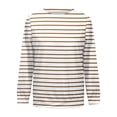 thumbnail image 3 of YWDJ Womens Tops Dressy Casual Long Sleeve Stripes Print with Crew Neck Long Sleeve Brown XXL, 3 of 3
