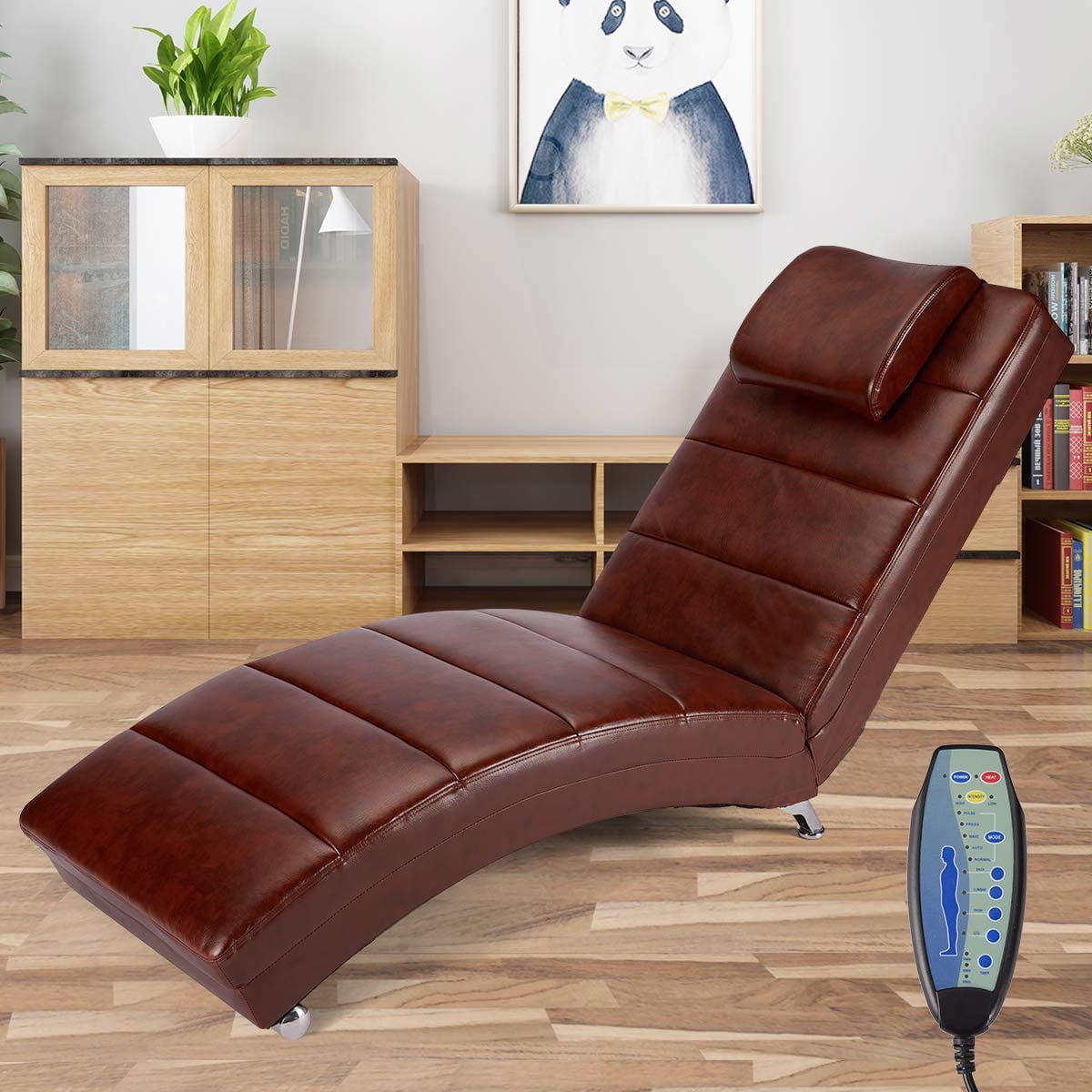 EROMMY Synthetic Leather Chaise Longue with Massage Function,Massage