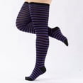 thumbnail image 4 of Plus Size Thin Striped Patterned Socks (Thigh High), 4 of 6