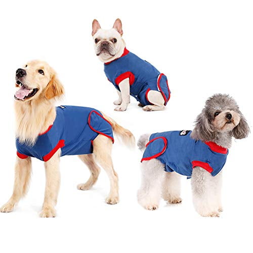 Cone E-Collar Alternative Abdominal Wounds Spay Onesie IDOMIK Recovery Suit for Dogs After Surgery Recovery Shirt for Male Female Neutered Dog Cats Anti-Licking Pet Surgical Recovery Snuggly Suit 