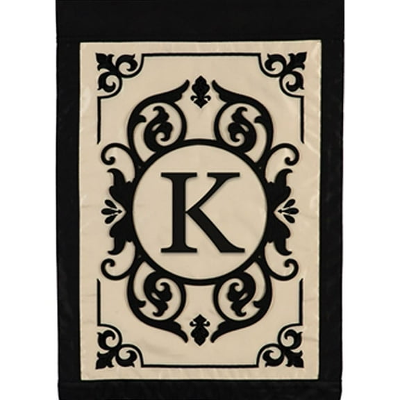 Evergreen Flag Cambridge Chic Letter K Monogram Applique Garden Flag - 12.5" Wide x 18" High