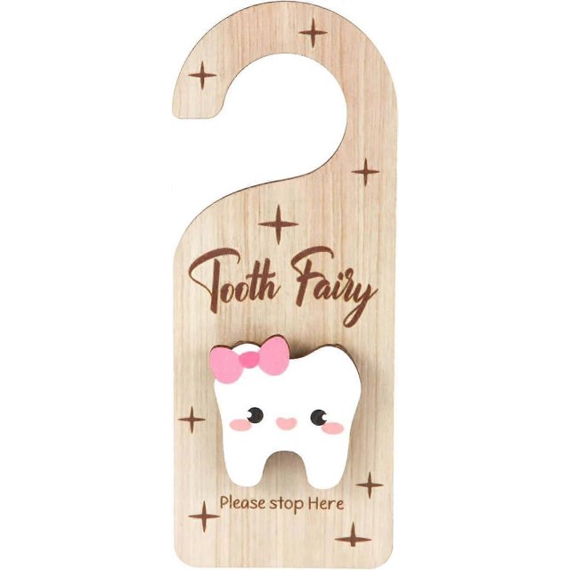 Colgador de dientes para puerta, caja de madera 3D para guardar dientes perdidos con soporte para dinero.