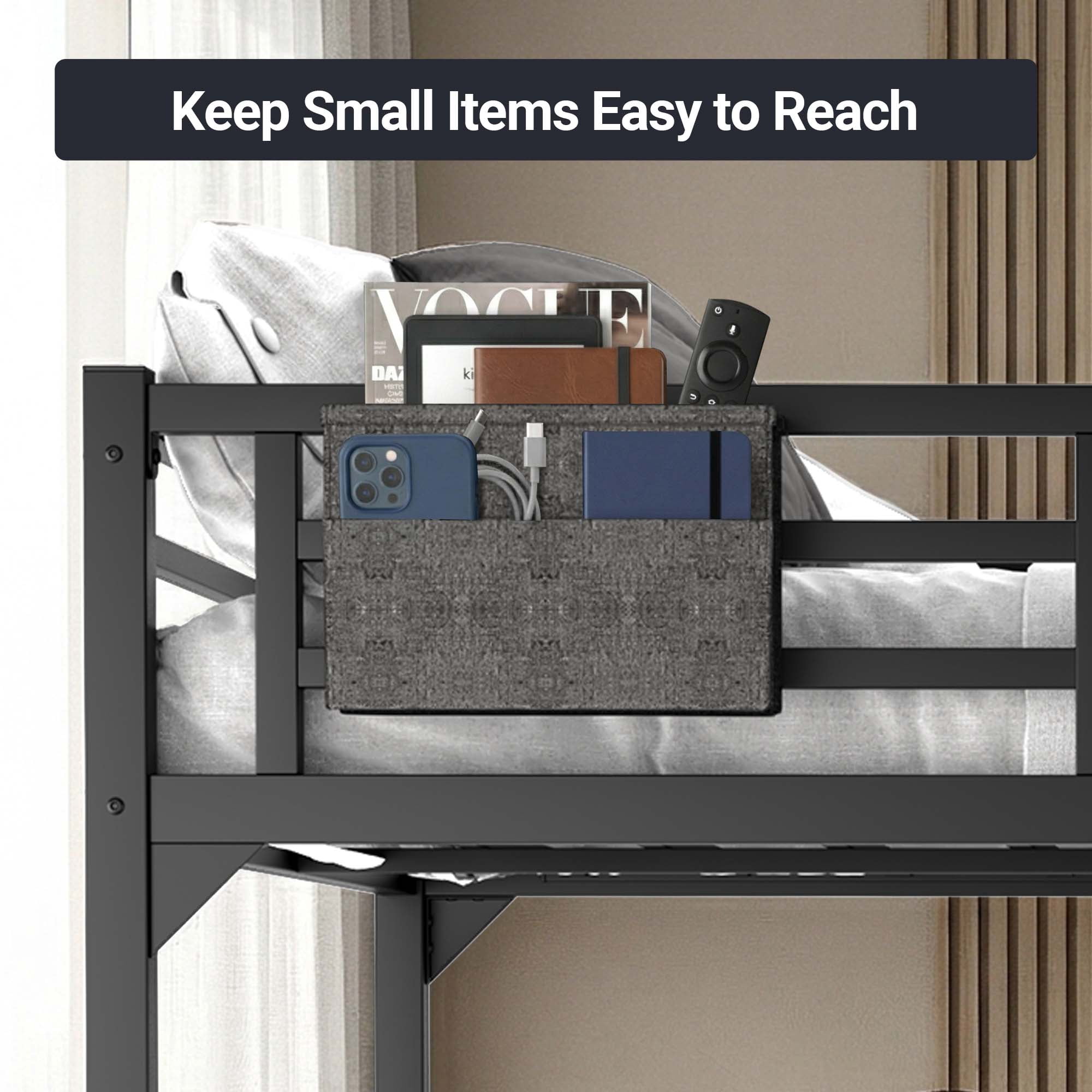 Miniyam Queen Metal Loft Bed with LED and Charging Station for Adults and Apartments, Black