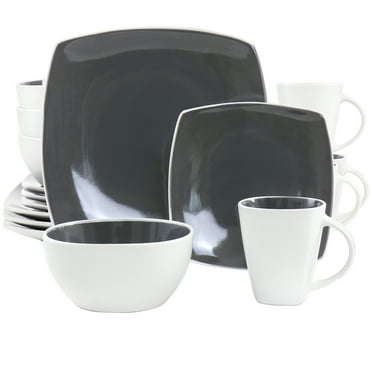 Gibson Elite Soho Lounge 16 Piece Stoneware Dinnerware Set in Grey