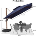 thumbnail image 3 of PURPLE LEAF  10 ft Square Wood Pattern Patio Cantilever Umbrella with Base Navy Blue, 3 of 5