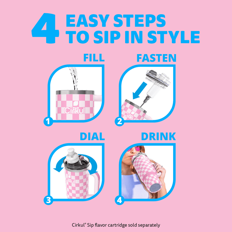 Free Shipping! Cirkul 30oz Travel Strawberry Pink Stainless Steel