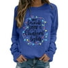 Womens Casual Hooded Sweatshirt Merry Christmas Print Long Sleeve Pullover Sweatshirt Cool Style Casual Oversize Pullover Tops Blue L