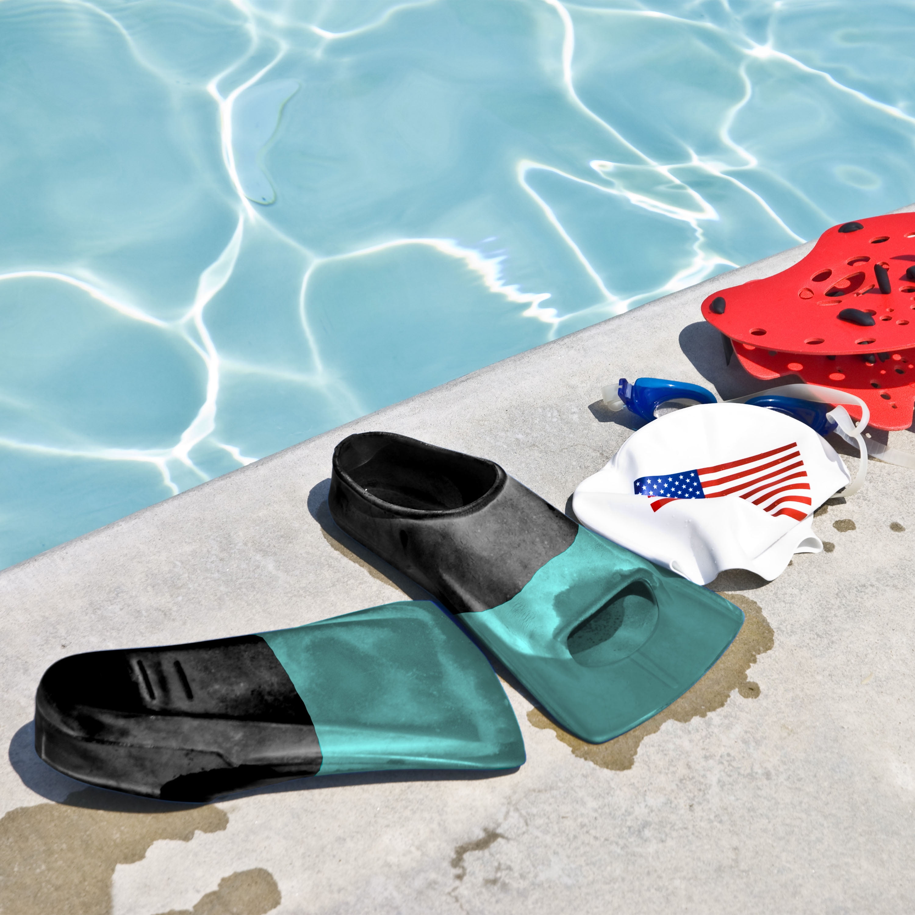 Athletic Works Adult Short Blade Silicone Swim Training Fin, Teal, Small