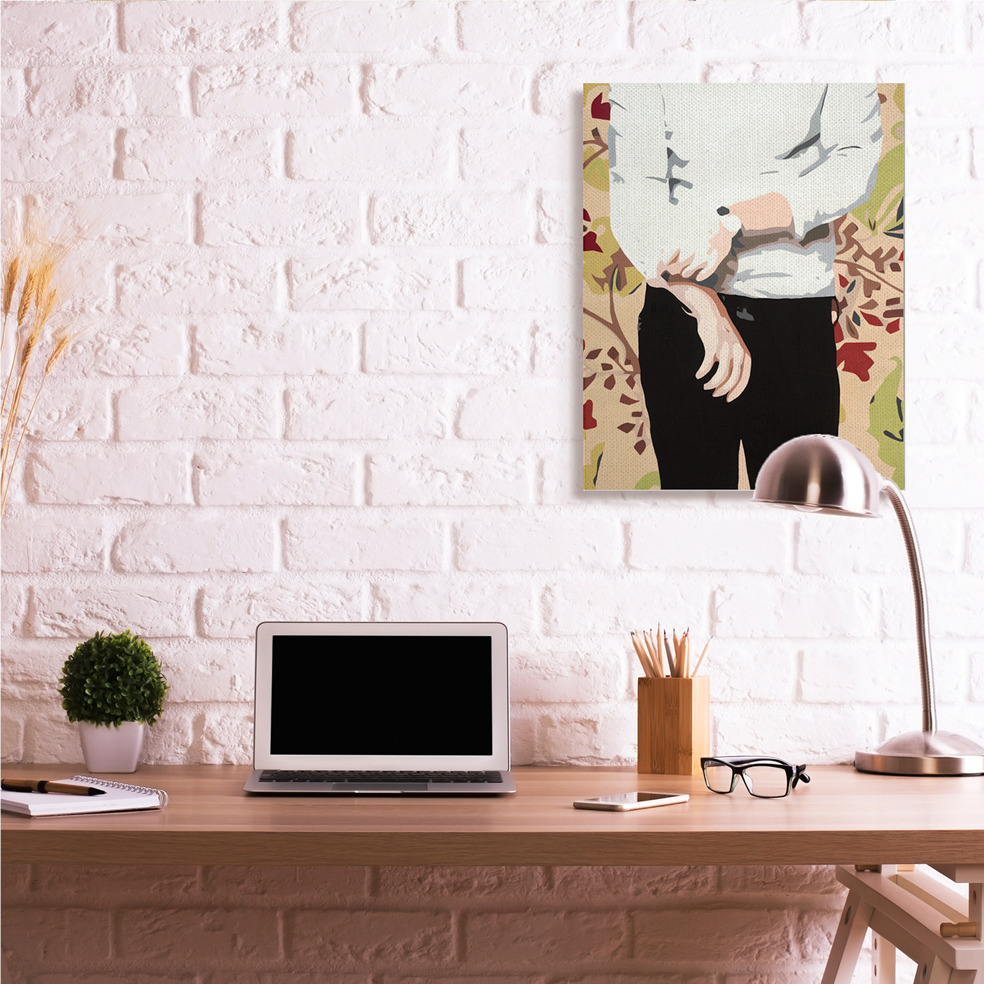 Stupell Industries Glam Man Rolling Up Sleeve over Floral Pattern,30 x 40,Designed by Beth Ann Lawson