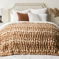 thumbnail image 3 of Premium Ruched Faux Fur Throw Blanket, Animal Print Faux Fur Blanket Soft Warm Blanket Double Side Rabbit Fur Blanket for Bed, Couch, Cozy Mink Blanket 50”x60“ - Beige, 3 of 18