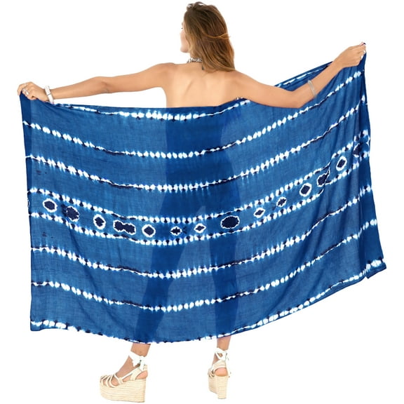HAPPY BAY Women's Womens Summer Wrap Swimsuit Pareo Cover Up Bikini Wraps Beach Sarong Coverups One Size Cobalt, Tie Dye
