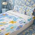 thumbnail image 3 of Meiyoeat Soft Daisy Letter C Zipper Full Size Comforter Sets with Fitted Sheet and 2 Pillowcases for Girls Toddlers, Floral Initial Zipper Bedding Set for Daily, Light Blue Yellow White,4pcs, 3 of 6