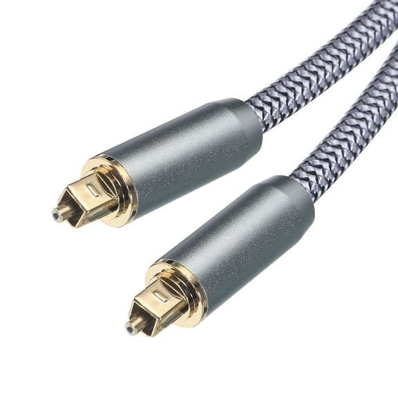 Uxcell Fiber Optic Audio Cable Braided Audio Optic Cable Metal Gold-Plated 6.5 for TV DVD Silver(Grey Black Type)