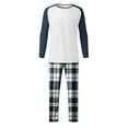 thumbnail image 4 of JIANJIA Mens Pajama Sets Autumn Winter Inner Wear Crew Neck Raglan Sleeve Tops With Plaid Print Pants Two Piece Underwear Nightwear, 4 of 4