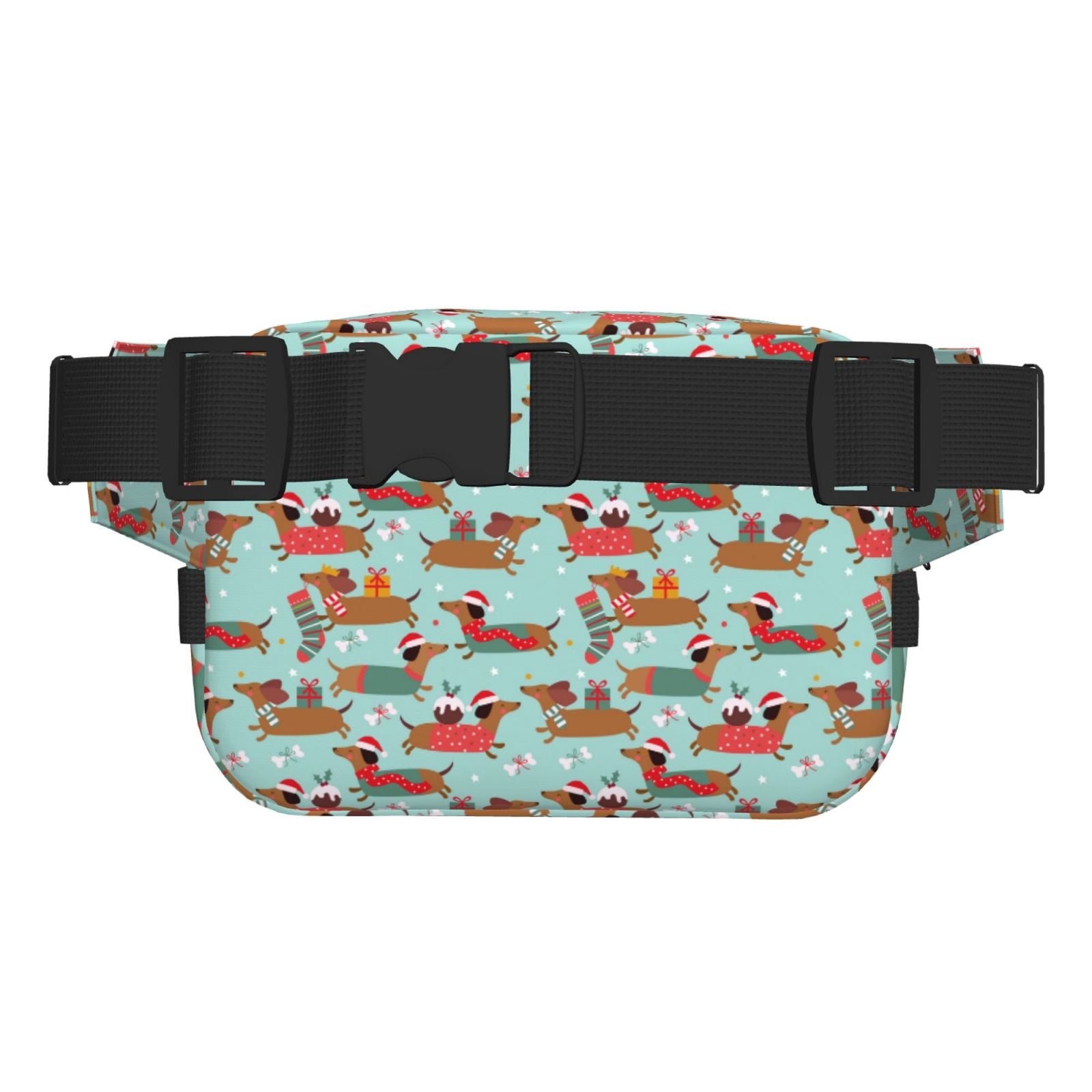 Hirioo Dachshund Christmas Play for Double Layer Waist Bag Adjustable Fanny Pack For Travel Running Hiking
