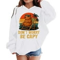 thumbnail image 3 of SonxaHe Big Girl's Hoodies Cartoon Capybara Print Long Sleeve Pocket Hooded Sweatshirt Soft Loose Autumn Winter Hoodies White,Sized 10-11, 3 of 3