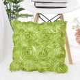 thumbnail image 2 of PiccoCasa 3D Satin Rose Flower Throw Pillow Cover Shells,Pure Cushion Covers for Couch Sofa,16" x 16" Green, 2 of 7
