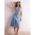thumbnail image 5 of Womens Denim Vest Sleeveless V Neck Button Down Jean Waistcoat Jacket Light Blue M, 5 of 8