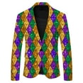 thumbnail image 2 of ZHOGXU Men's Blazers Long Sleeve Lapel Color Block Geometric Printed Comfortable Fashion Suit Jacket Top For Stage Performance And Party,Gold,Xxxl, 2 of 3