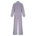thumbnail image 6 of Kinrui Women's 2 Piece Matching Lounge Set Winter Long Sleeve Quarter Zip Pullover Wide Leg Airport Travel Pants Casual Sweatsuit Tracksuits Purple,XL, 6 of 8