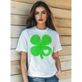 thumbnail image 1 of Camisetas de manga corta con estampado para niñas y niñas, de algodón, cómodas para uso diario, playera simple de veranoWomen's St. Patrick's Day Four Leaf Clover Love Cartoon Print T-Shirt Fashion, 1 of 6