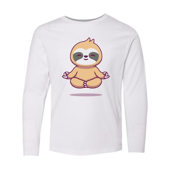 Inktastic Meditating Sloth Long Sleeve Youth T-Shirt