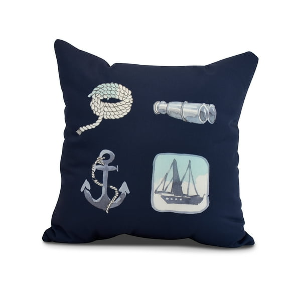 Simply Daisy, 20 x 20 inch, Sea Tools, Geometric Print Pillow, Navy