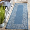 thumbnail image 3 of SAFAVIEH Courtyard Chole Floral Bordered Indoor/Outdoor Runner Rug, 2'4" x 12', Blue/Beige, 3 of 13