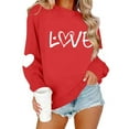 thumbnail image 4 of FAWUUDO Womens Casual Heart Graphics Shirt Long Sleeve Pullover Loose Crewneck Cute Love Printed Sweatshirt Tops Red S, 4 of 9