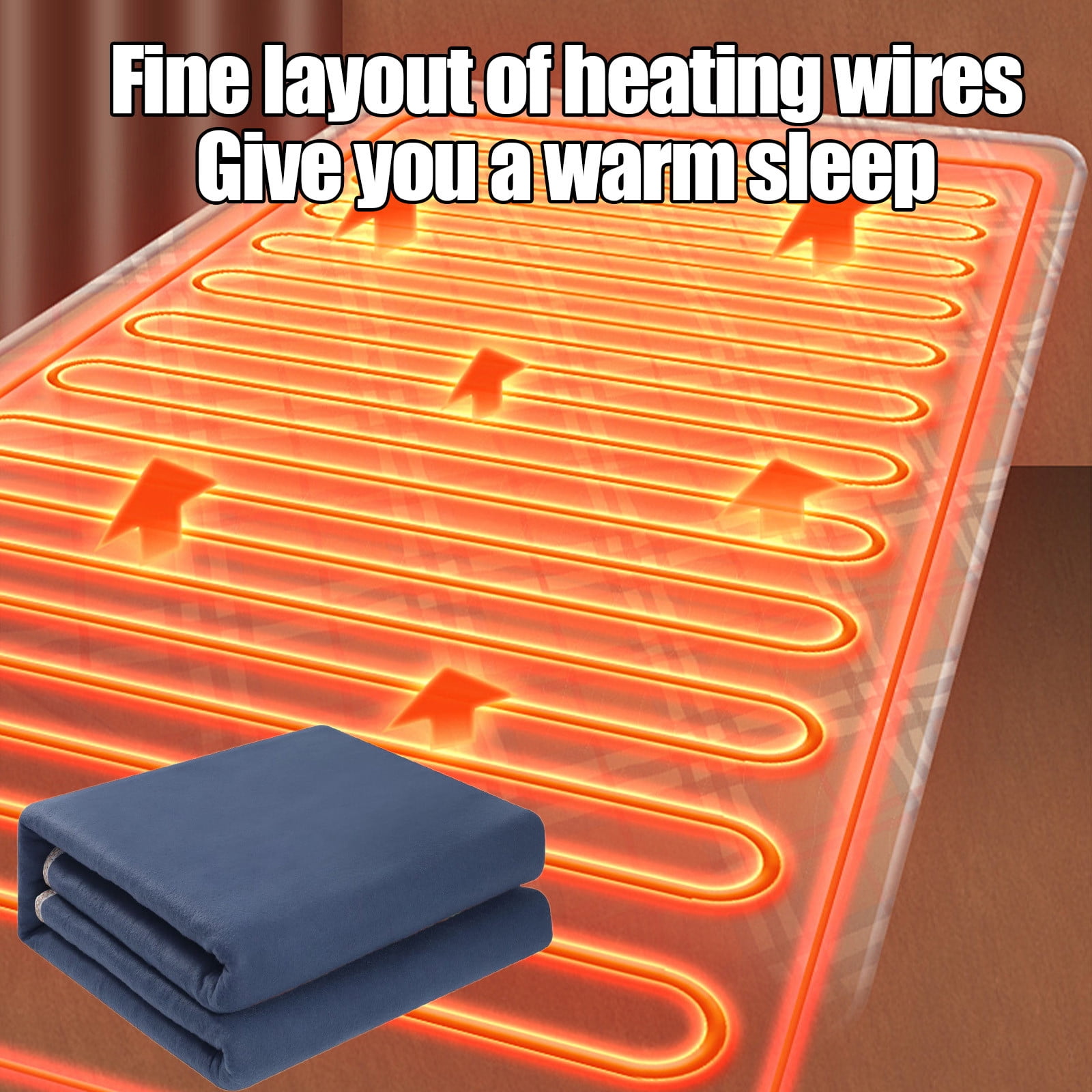 Hyknon Heated Blanket Non-Woven Breathable Electric Throw Blanket 59x31.5" Comfortable Blue Heating Blanket for Living Room Office Car