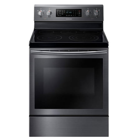 Samsung - 5.9 Cu. Ft. Self-Cleaning Freestanding Electric Convection Range - Fingerprint resistant Black stainless steel