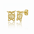 thumbnail image 3 of SilverCloseOut Yellow Gold Over Sterling Silver Owl Stud Earrings for Female Adult Women and Teens, 3 of 7