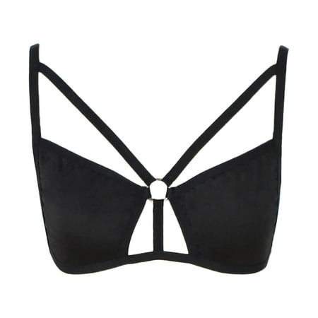 HBYJLZYG Bra Crop Cami Underwear  Alluring For Women Lace Camisole Bra Elastic Cage Bra Strappy Hollow Out Bra Bustier Xmas Valentines Lingerie