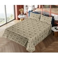 thumbnail image 4 of Ambesonne Ethnic Fitted & Flat Sheet with Shams 4 Pcs Set, American Traditional Skull, Calking, Pale Sepia and Dark Rosewood, 4 of 5