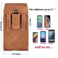 thumbnail image 7 of Universal Cell Phone Belt Holster Case, Tekcoo Vertical Leather Belt Clip Pouch Hybrid Carrying Case w/ Snap on Cover for CellPhone up to 6.7" -Brown, 7 of 7