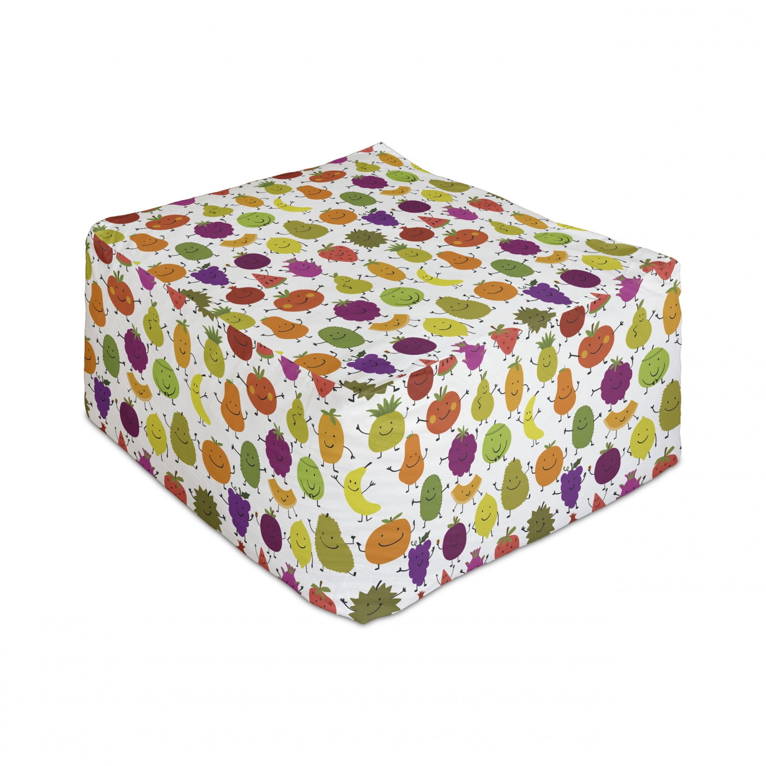 Ambesonne Colorful Rectangle Pouf 25 Under Desk Foot Stool for Living Room Office Ottoman with Cover Quirky Shapes Geometrical Theme with Abstract Illustration in Grunge Style Multicolor