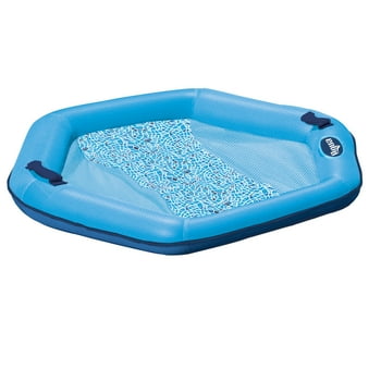 Aqua Hex Lounge Chair Pool Float for Adults, Blue, Weight Capacity 250 lbs.
