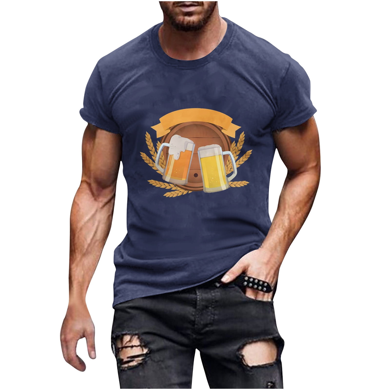 Birdeem New Fashion Mens T-Shirt 3D Non Positioning Beer Print