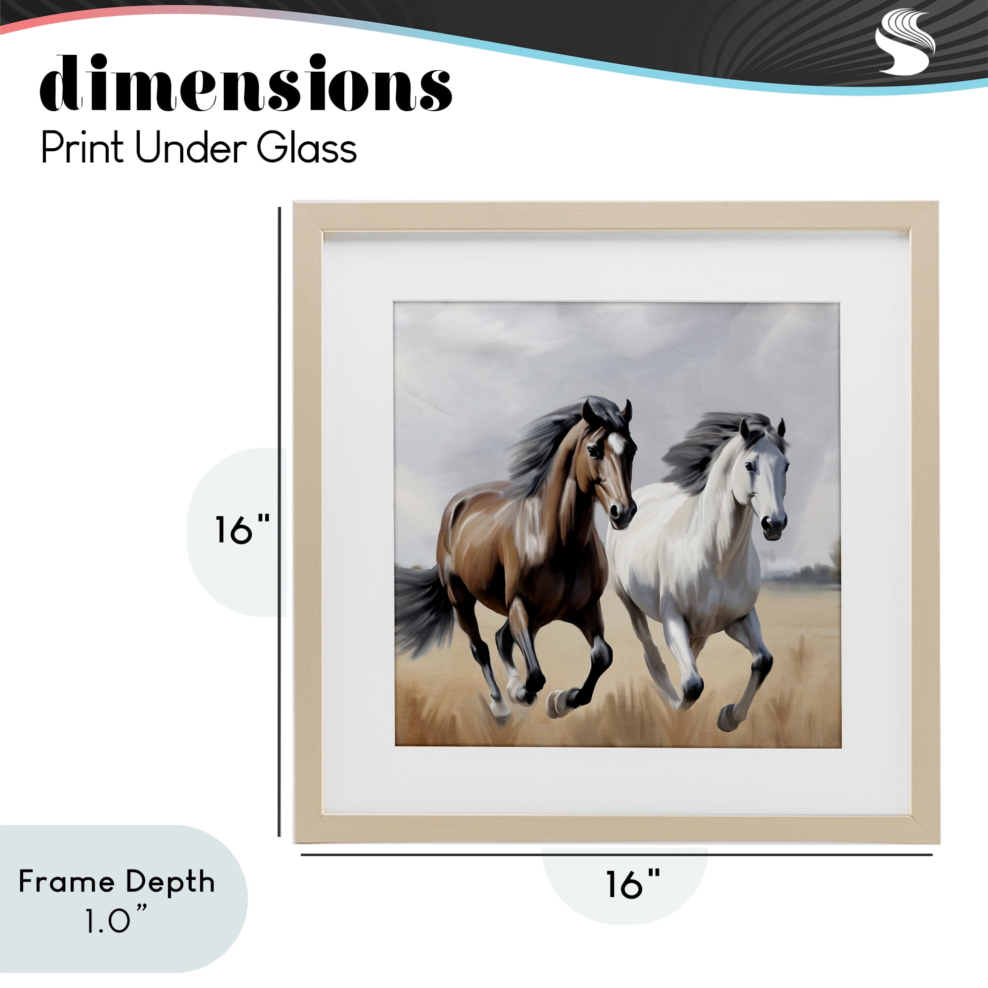 Stupell Industries Wild Run Twin Horses Birch Framed Print Under Glass, design by Kim Allen