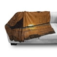 thumbnail image 3 of Egret Soft Flannel Fleece Throw Blanket, Nature Themed Bird Silhouettes at Sunset in Swamp, Cozy Plush for Indoor and Outdoor Use, 70" x 90", Cinnamon Brown, by Ambesonne, 3 of 6