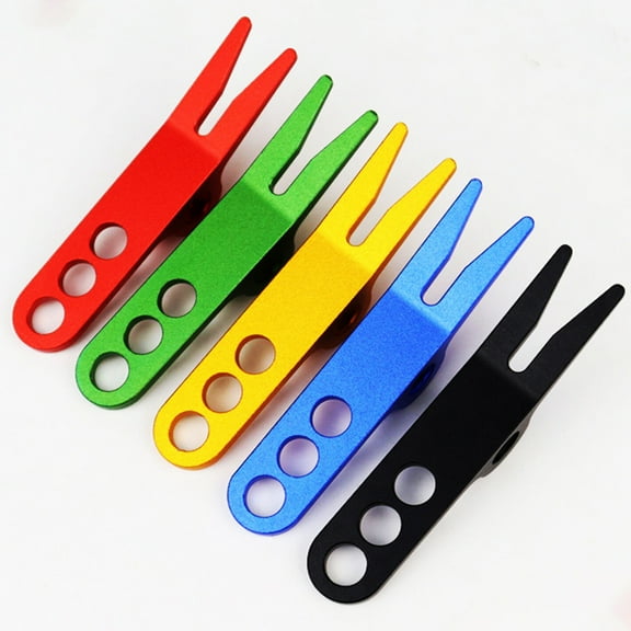 SPRING PARK Aluminum Alloy Putting Fork Golf Divot Marker Tools Golf Green Divot Fork Curved Spit Golf Green Accessories