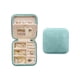 thumbnail image 1 of Caja de almacenamiento de joyas de viaje de terciopelo de felpa - Joyero de viaje para mujeres - Organizador de viajes de joyas - Organizador de pendientes con espejo - Terciopelo cian, 1 of 4