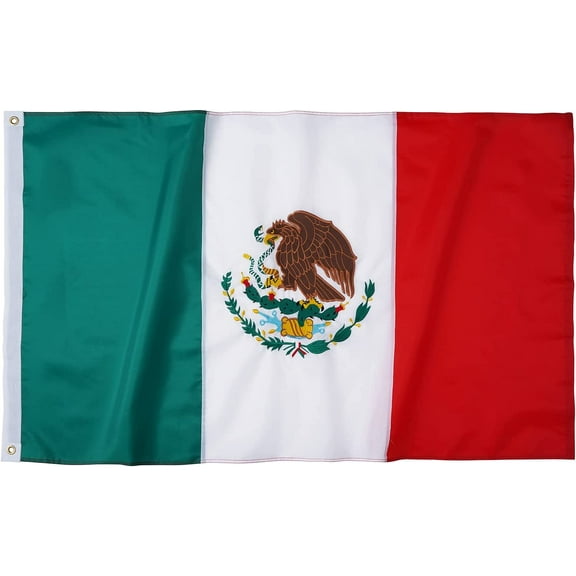 TOPFLAGS Mexican Flag Bandera de Mexico 3' by 5' foot Embroidered Flags Sewn Stripes 240D Heavy Duty MX National Flag 3x5 Feet for Indoor / Outdoor