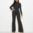 thumbnail image 2 of WREESH Womens Business Casual Jumpsuit Fashion Wide Leg Pants Solid Long Sleeve Jumpsuit Long Pants Black, 2 of 6