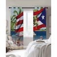 thumbnail image 4 of Red Blue Flag Blackout Curtains for Bedroom Living Room Darkening Curtains 54 Inch Long Frog Star Summer Ocean Beach Palm Tree Short Curtain for Small Window Treatment Grommet Drapes 42"x54"x2, 4 of 9