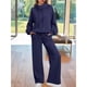 thumbnail image 4 of Conjuntos Deportivos de Dos Piezas para Mujer, Ideales para Otoño. Incluyen Sudadera con Cordón Ajustable y Pantalón Deportivo de Pierna . Azul Marino XL, 4 of 10