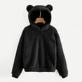 thumbnail image 2 of Fgnfyis Women Long Sleeve Solid Sweatshirt Warm Bear Shape Fuzzy Hoodie Pullover Coat for Winter Black XL, 2 of 4