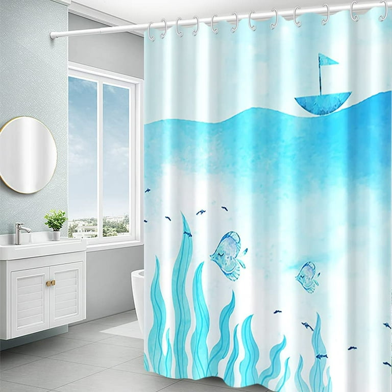 Blue Sea Water Waterproof Shower Curtain for Bathroom Decoration