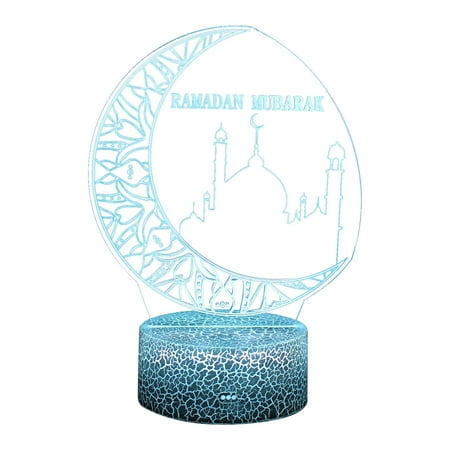 

Ramadan Mubarak Islam 3D Light Touch Remote Control Switch 16 Color Eid al-Fitr Ramadan Lantern for Kids Night Light LED Table Illusion Lamp for Home